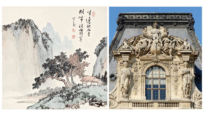 山水画和雕像